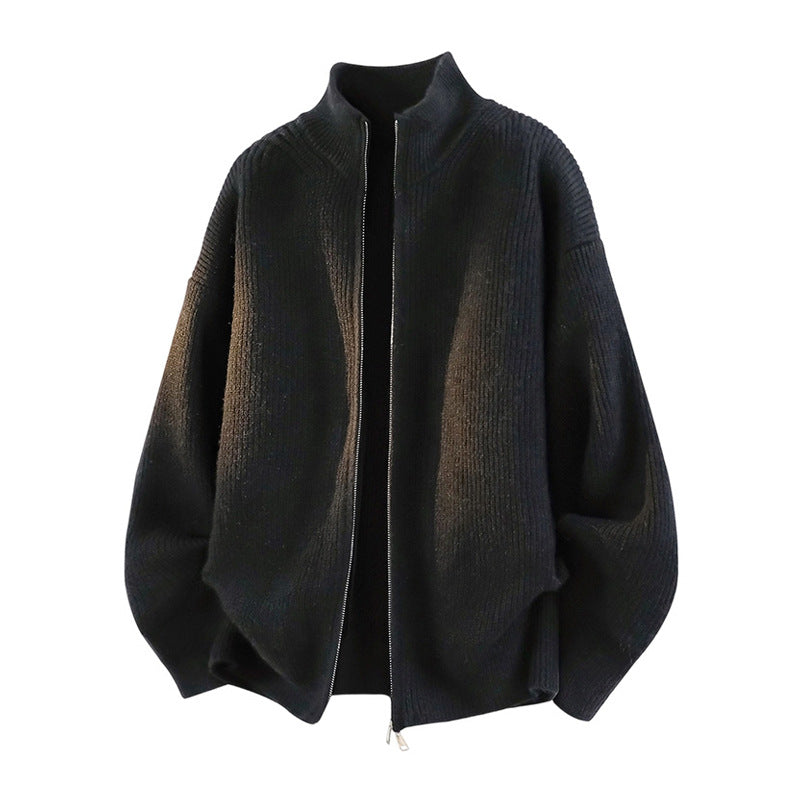 Damen Oversized Strickjacke mit hohem Kragen und Reißverschluss Echoarchiv