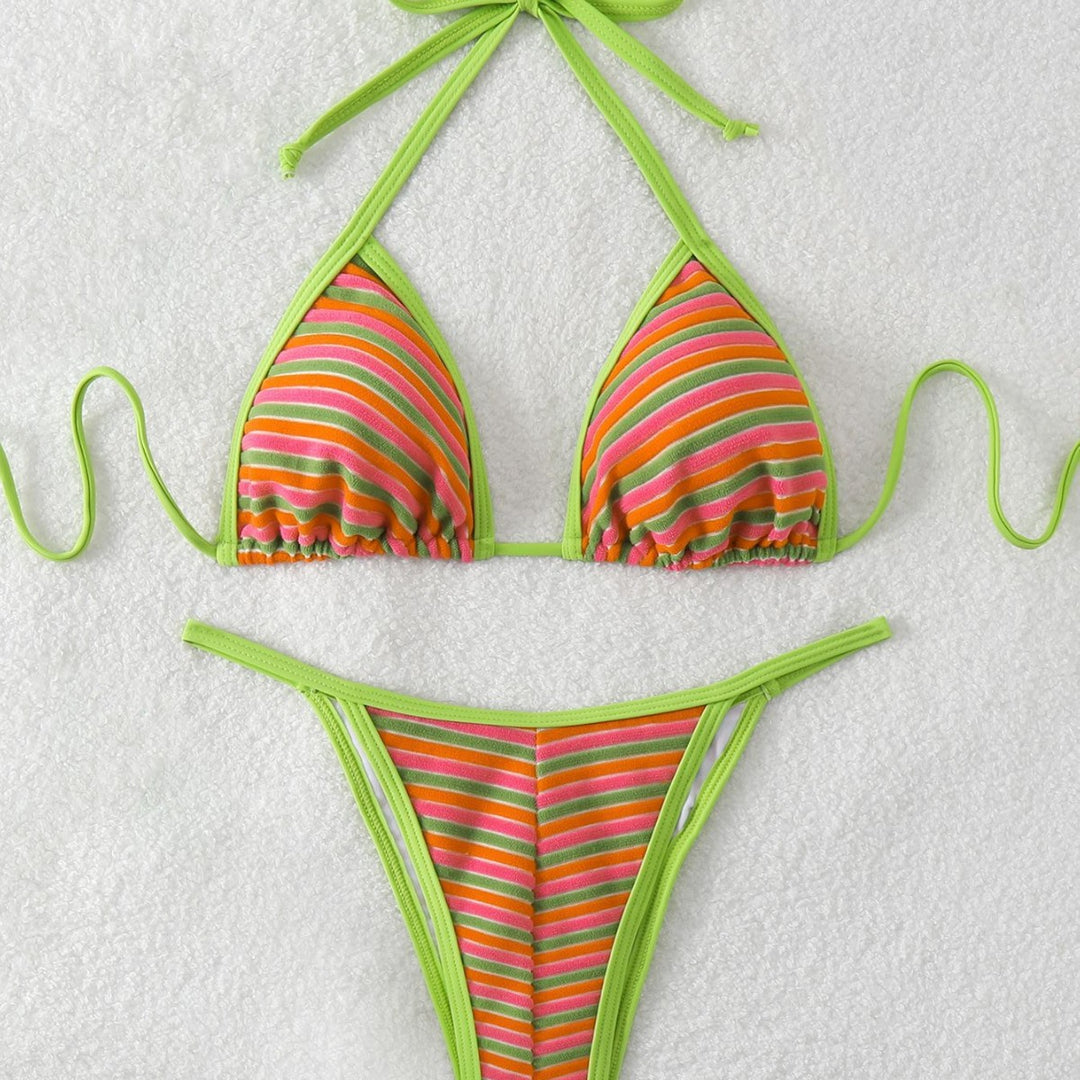 Damen Triangel-Bikini mit leuchtend bunten Streifen Echo Archiv