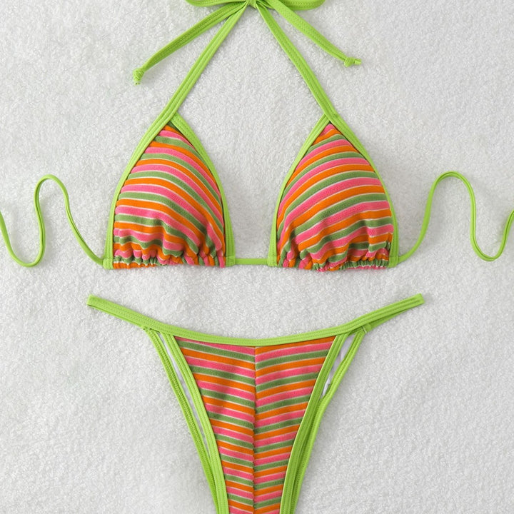 Damen Triangel-Bikini mit leuchtend bunten Streifen Echo Archiv