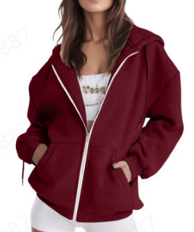 Damen nan oversized Zip-Kapuzenjacke mit kontrastierendem Reißverschluss, doppellagiger Kapuze und Kängurutasche Echo Archiv