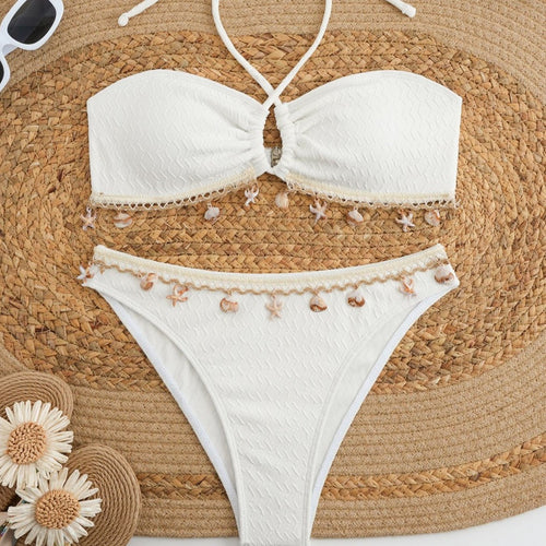 Damen Bandeau-Bikini mit Muscheldekoration Echo Archiv