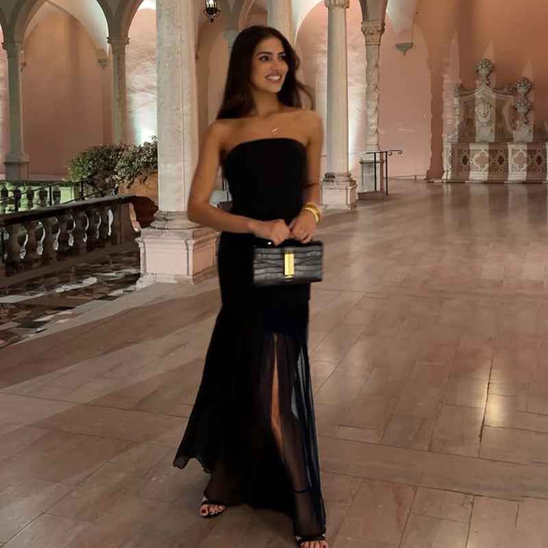 Damen Maxi-Kleid mit schickem Tüllsaum und figurbetonter Silhouette Echo Archiv