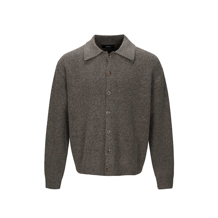 Herren Strukturiertes Strickcardigan mit Hemdkragen und durchgehender Knopfleiste Echoarchiv