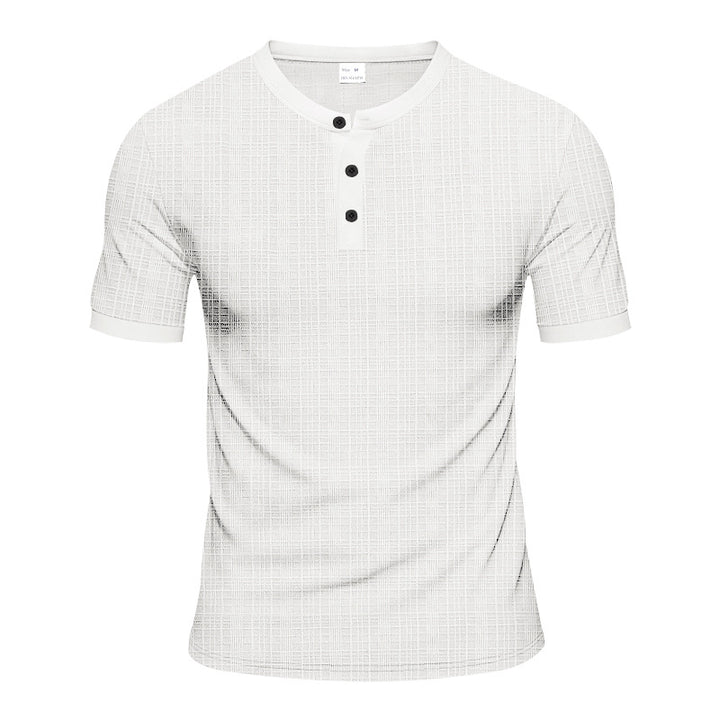 Herren modisches Kurzarmshirt mit Knopfleiste und strukturiertem Muster Echoarchiv