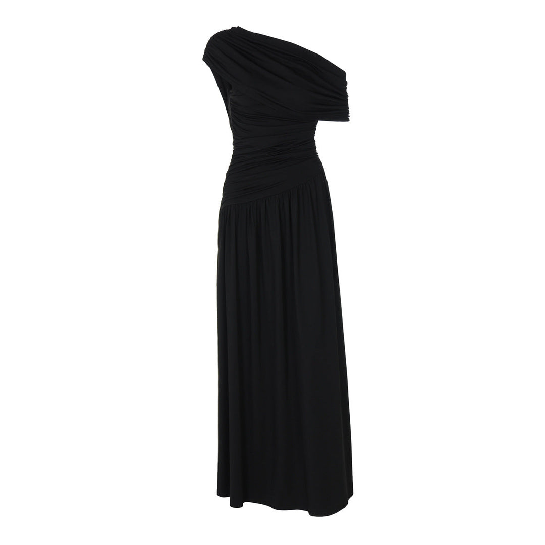 Damen Elegantes asymmetrisches Maxikleid mit Raffungen Echoarchiv