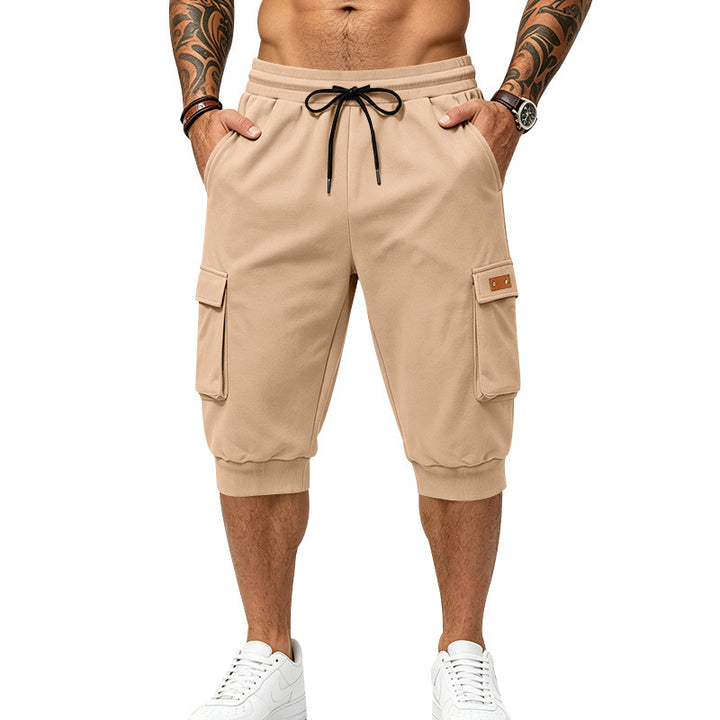 Herren Dreiviertel-Sweat-Cargo mit elastischem Bund, Kordelzug und Mehrfachtaschen Echoarchiv