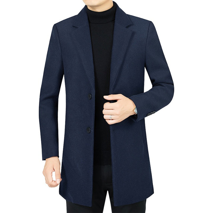Herren Eleganter taillierter Wollmix-Mantel mit Notch-Revers und Zweiknopfverschluss – Montevé