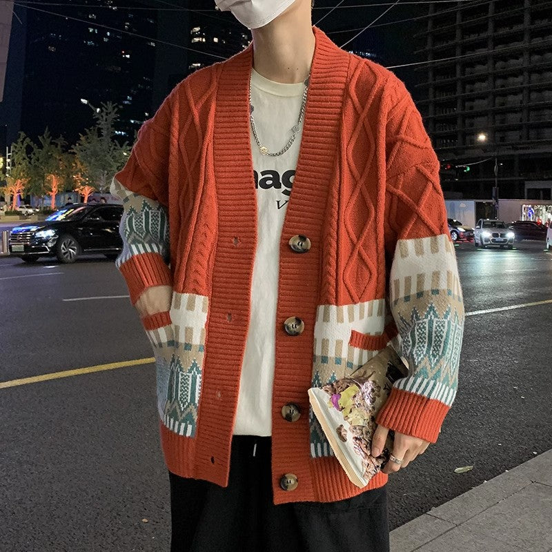 Herren Strickjacke mit modernen Mustern und praktischen Taschen Echoarchiv