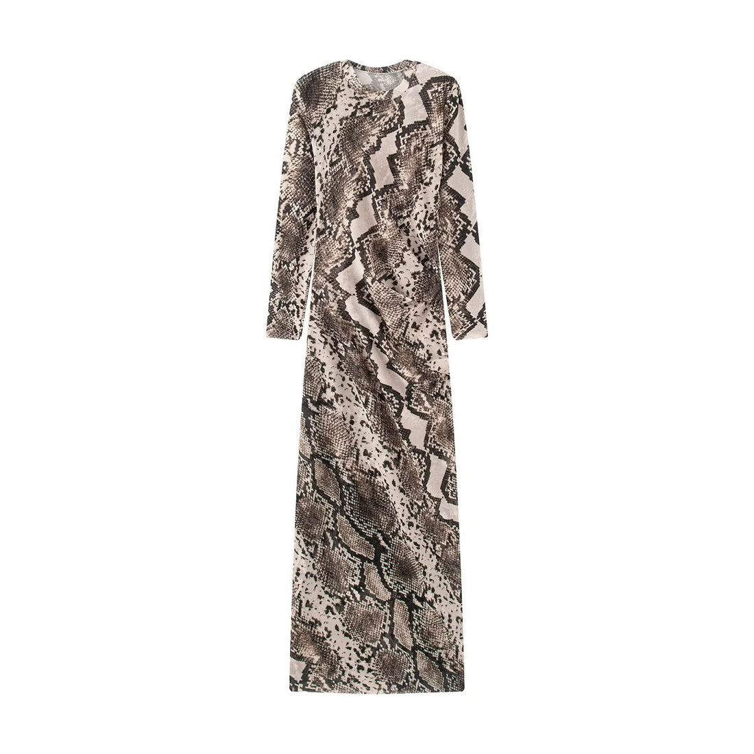 Damen Langes Bodycon-Maxikleid mit Rundhals und Schlangenprint Echo Archiv