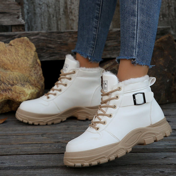 Damen Gefütterte Plateau-Ankleboots mit Kunstfellfutter und klobiger Lug-Sohle Echoarchiv