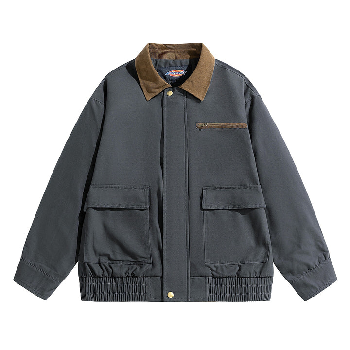 Herren Oversize-Utility-Fieldjacke mit Cordkragen, elastischem Saum & Pattentaschen Echoarchiv