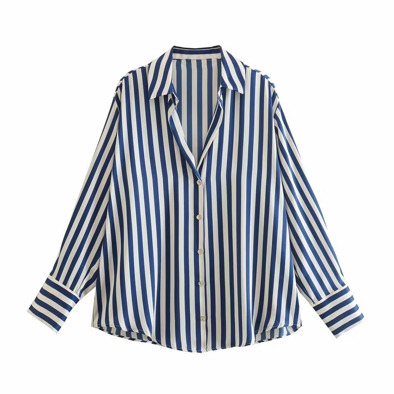 Damen Oversized Satinbluse mit Hemdkragen und breiten Manschetten Echo Archiv