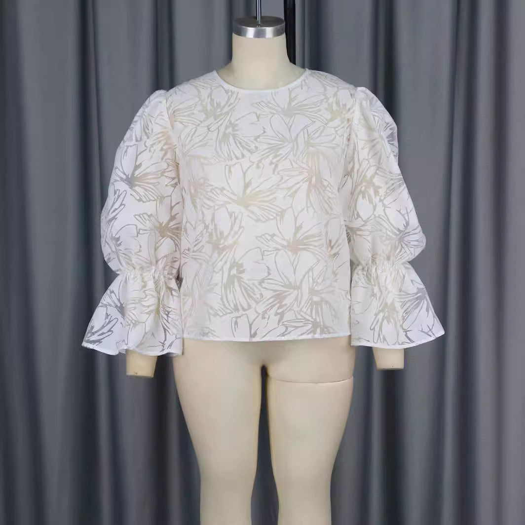 Damen Elegante Bluse mit voluminösen Ärmeln und floralem Muster Echo Archiv