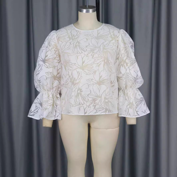 Damen Elegante Bluse mit voluminösen Ärmeln und floralem Muster Echo Archiv