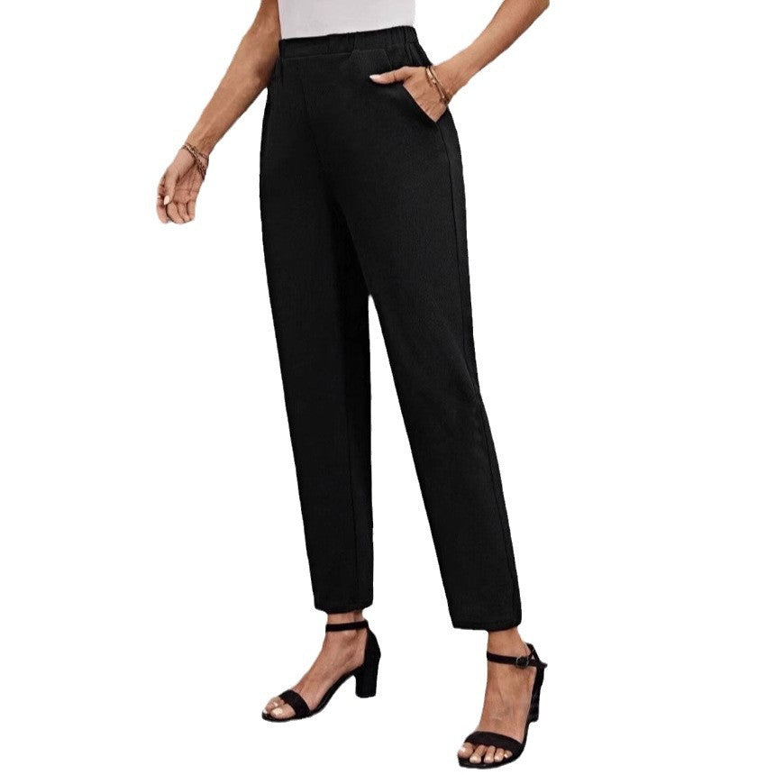Damen nan hochgeschnittene konisch geschnittene Business-Hose mit elastischem Bund und seitlichen Eingrifftaschen Echo Archiv