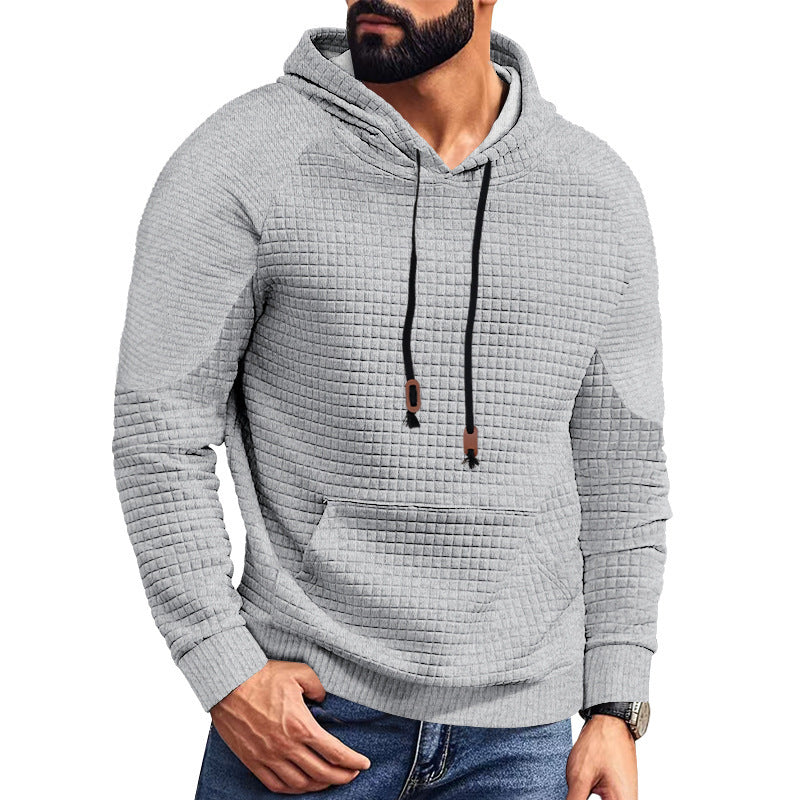 Herren nan gequilteter Kapuzenpullover mit quadratischer Struktur und Kängurutasche Echo Archiv