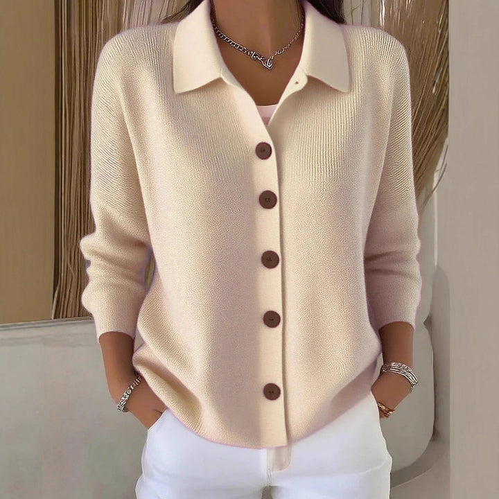 Damen nan Feinstrickjacke mit Hemdkragen und durchgehender Knopfleiste Echo Archiv