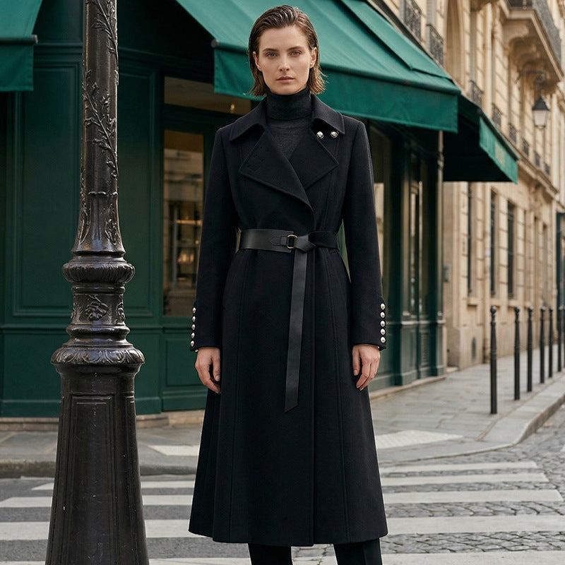 Damen Klassischer Maxi-Mantel mit Gürtel Echo Archiv