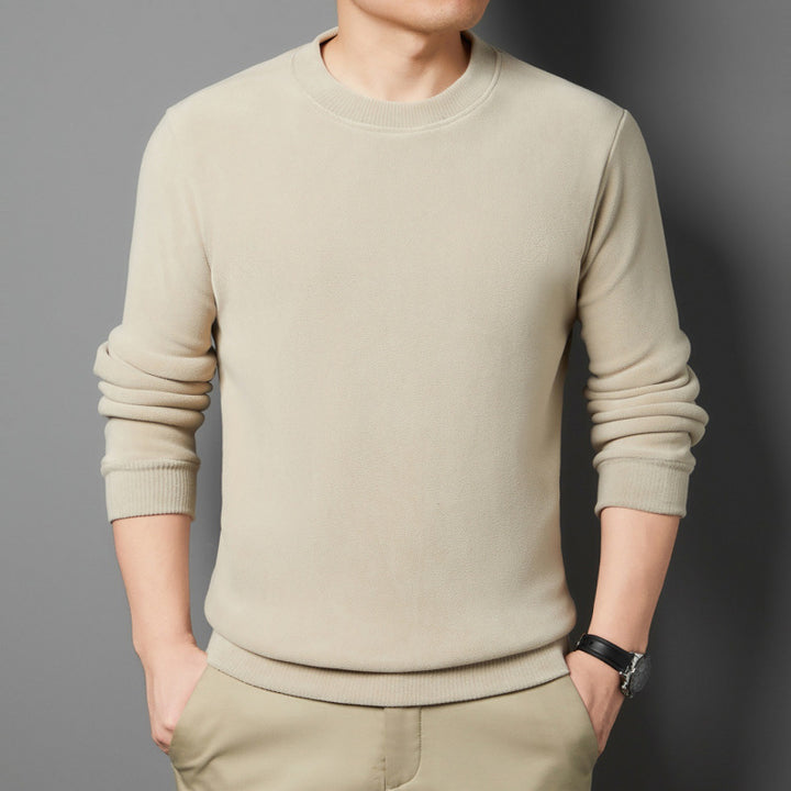 Herren Feiner Rundhals-Pullover aus Baumwollmix mit gerippten Bündchen und schlanker Passform Echoarchiv