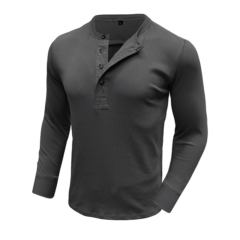 Herren Langarm-Henley-Shirt mit modischer Knopfleiste Echoarchiv