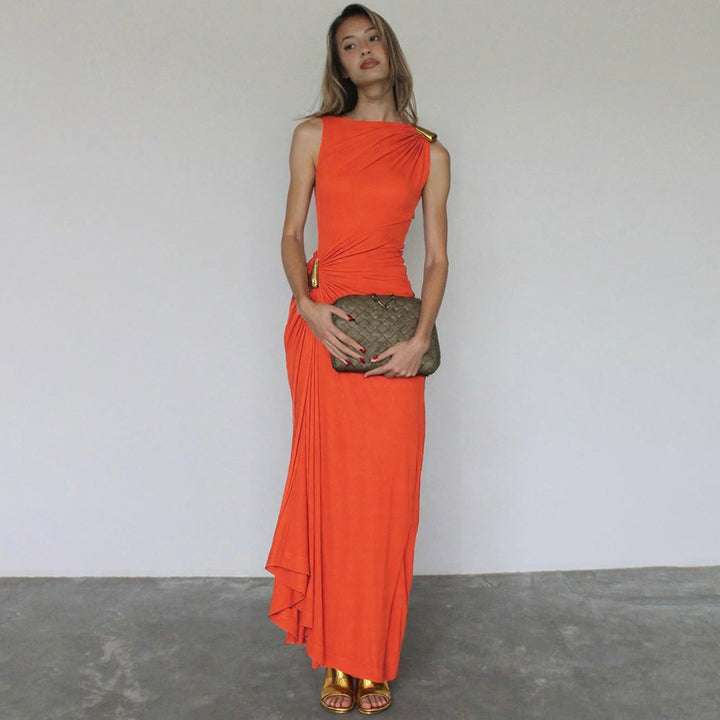 Damen Maxikleid mit raffiniertem Wickeldetail und figurbetontem Schnitt Echo Archiv