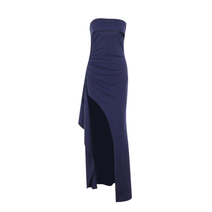 Damen elegantes Maxi-Kleid mit schulterfreiem Design und asymmetrischem Schlitz Echo Archiv