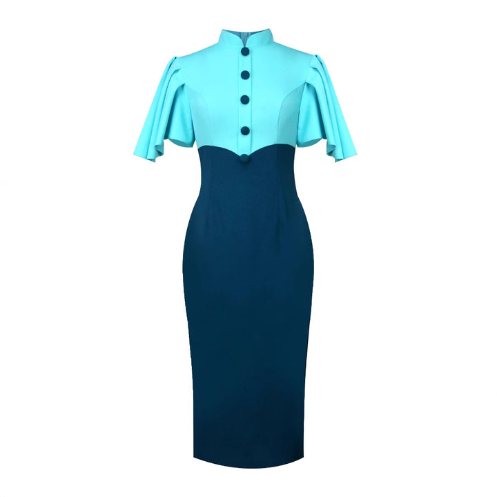 Damen Elegantes Bleistiftkleid mit Volantärmeln Echo Archiv