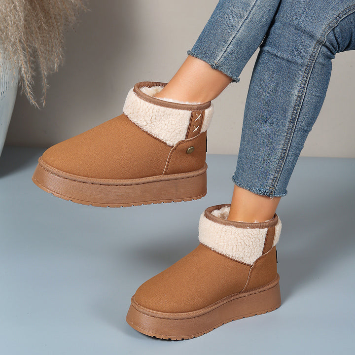 Damen Gefütterte Plateau-Stiefelette mit Teddykragen und Slip-On-Schaft Echo Archiv