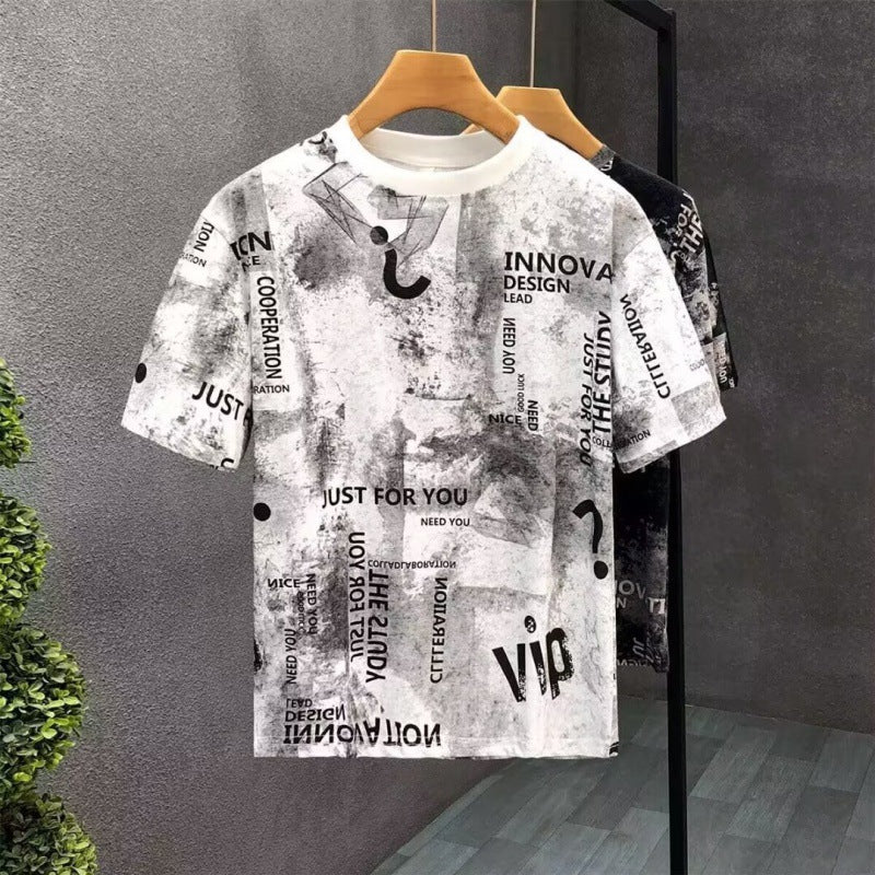 Herren T-Shirt mit kreativem Druckdesign und lockerer Passform Echoarchiv