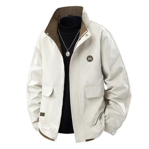 Herren Leichter Urbaner Blouson mit hohem Stehkragen, Kontrastfutter und Pattentaschen Echo Archiv
