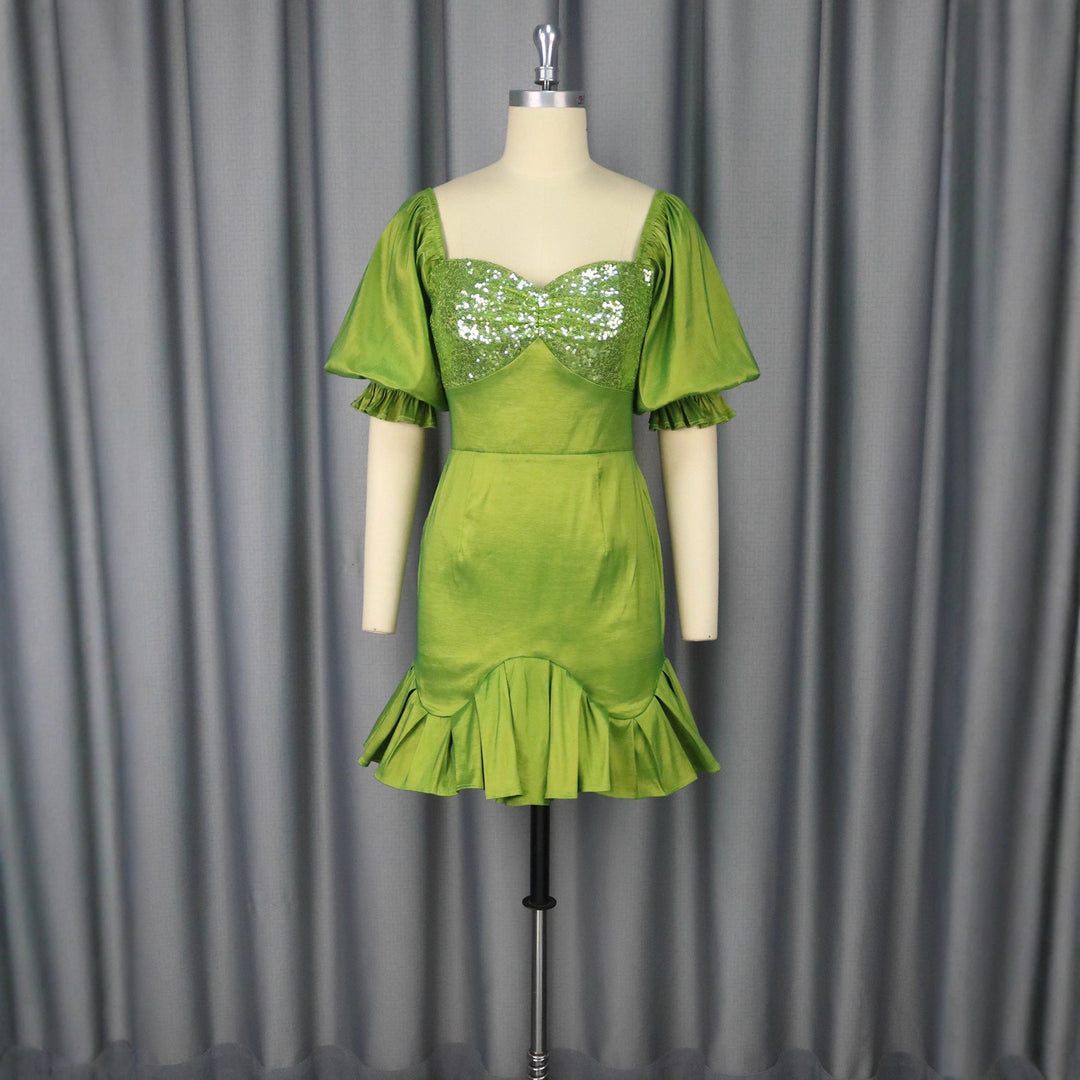 Damen Festliches Kleid mit glitzerndem Bustier und voluminösen Ärmeln Echo Archiv