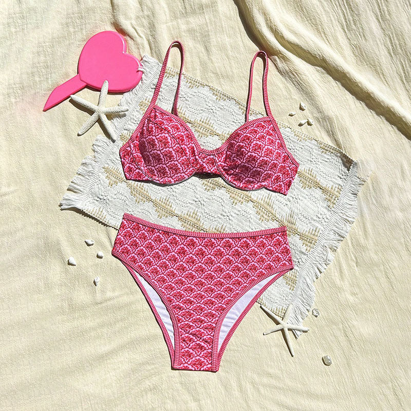 Damen Hochtaillierter Bikini mit elegantem Muster Echo Archiv
