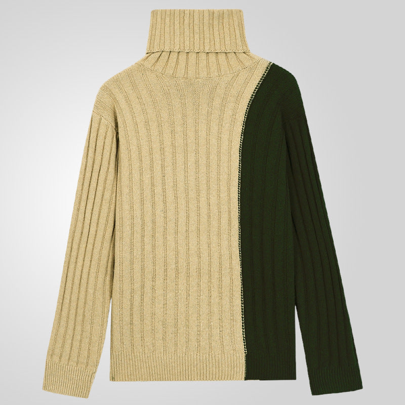 Herren Strickpullover mit modernem Stehkragen und farblich abgesetztem Design Echoarchiv