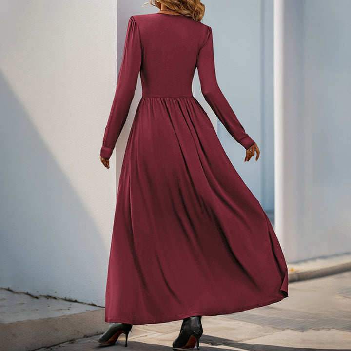 Damen Elegantes Maxikleid mit V-Ausschnitt und hohen Schlitz Echo Archiv