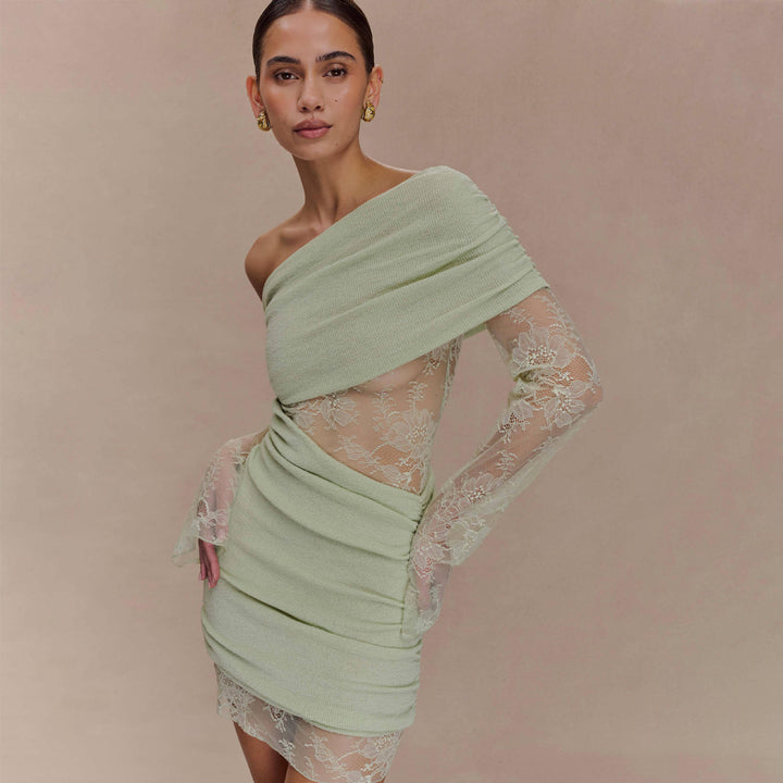 Damen elegantes Minikleid mit Spitzenärmeln Echo Archiv