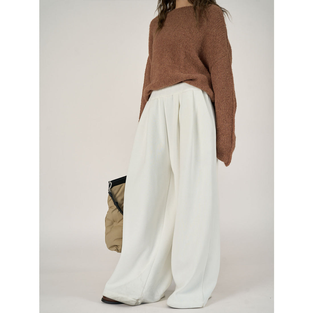 Damen Hochtaillierte Relaxed‑Palazzo‑Hose mit Bundfalten und elastischem Komfortbund Echoarchiv