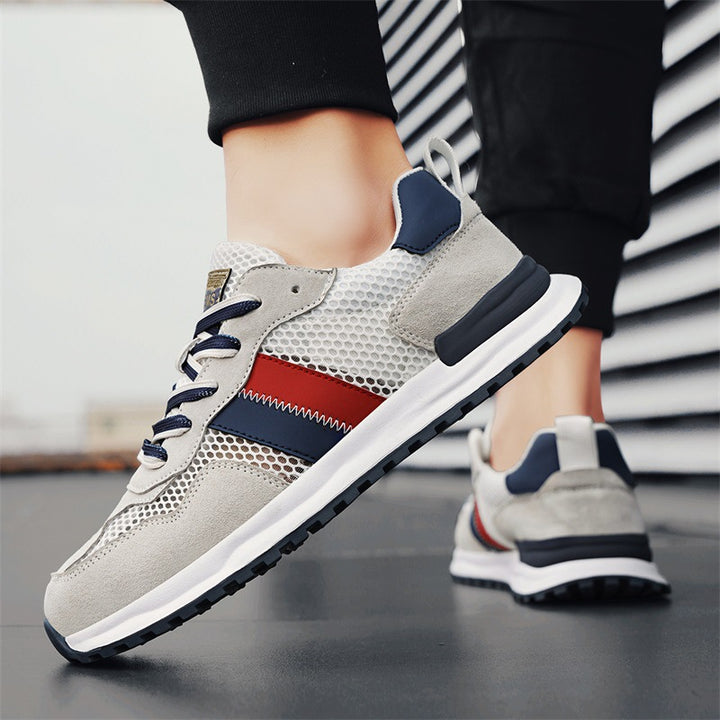 Herren Atmungsaktive Freizeit-Runner mit Mesh-Obermaterial, retro-inspiriertem Streifen-Detail und griffiger Gummilaufsohle – Tavélo