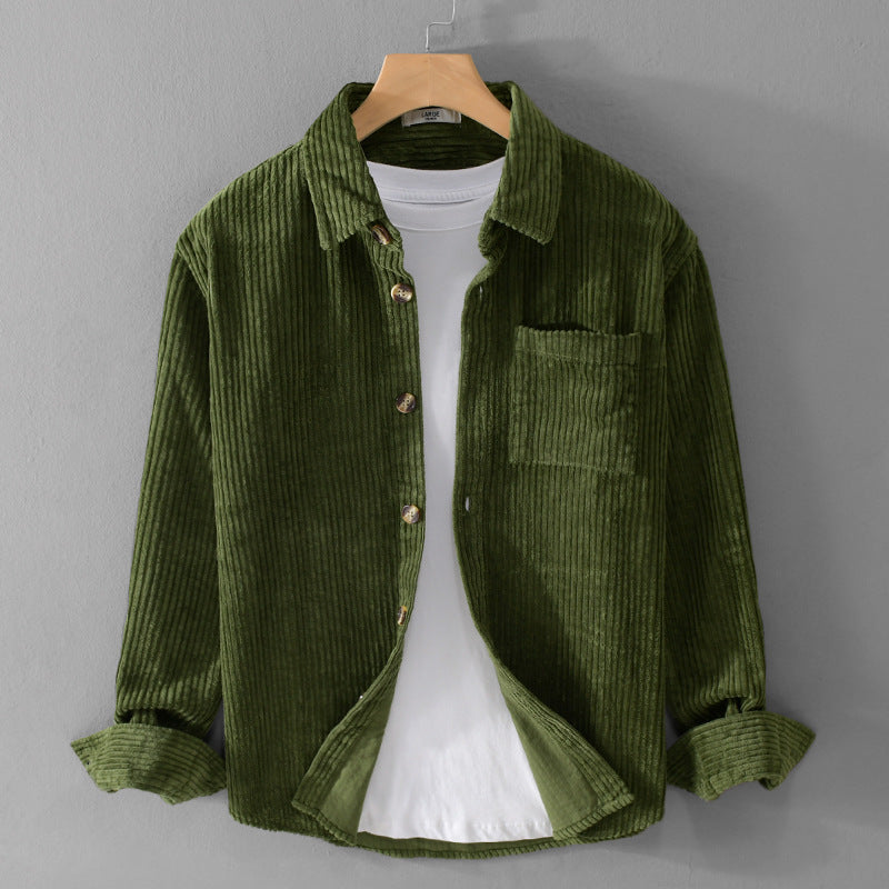 Herren Cord-Overshirt mit breiter Rippenstruktur, Brusttasche und Relaxed-Fit Echoarchiv