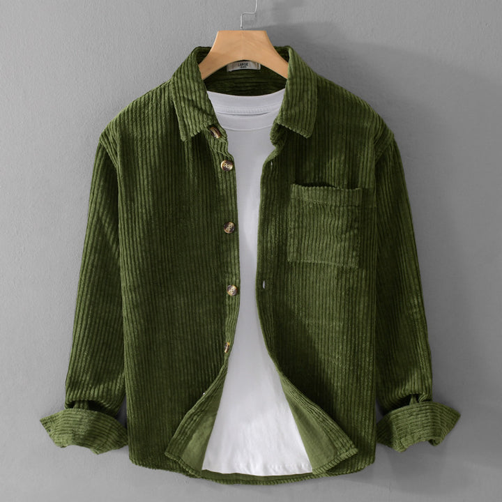 Herren Cord-Overshirt mit breiter Rippenstruktur, Brusttasche und Relaxed-Fit Echoarchiv