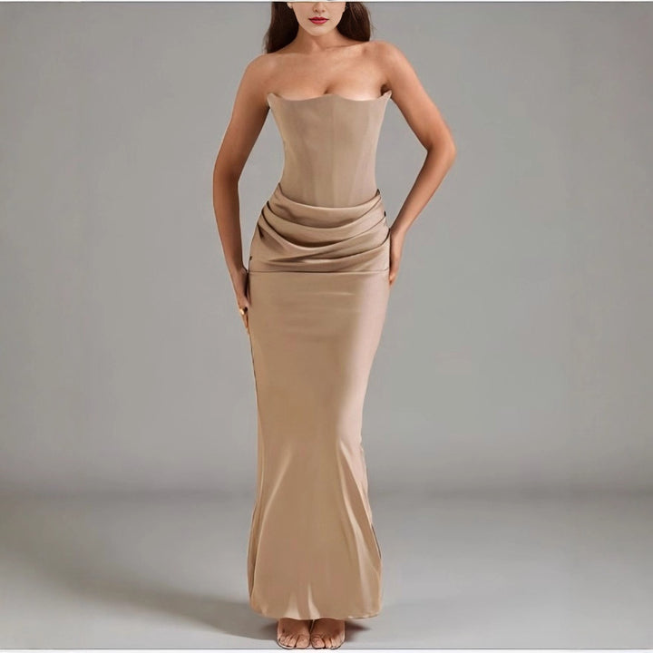 Damen Maxikleid mit Raffungen und elegantem Bustier-Ausschnitt Echo Archiv