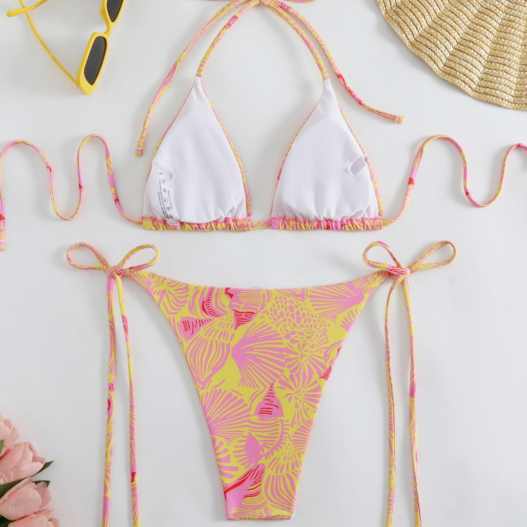 Damen Triangel-Bikini mit verstellbaren Trägern und floralem Muster Echo Archiv