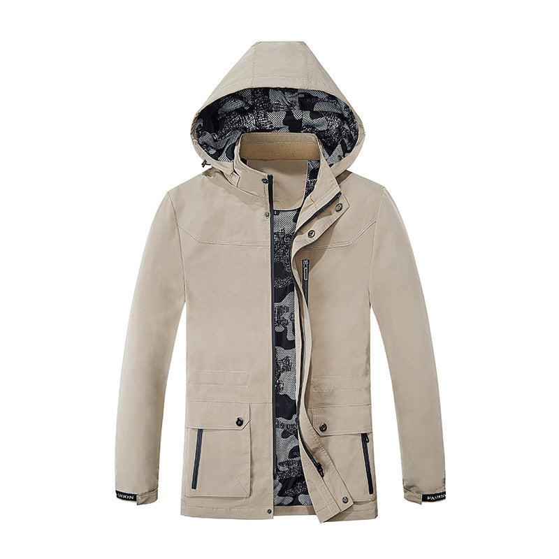 Herren leichter Fieldparka mit Kapuze camouflage-gepolsterter Innenverkleidung und Multifunktions-Taschen – Taviero