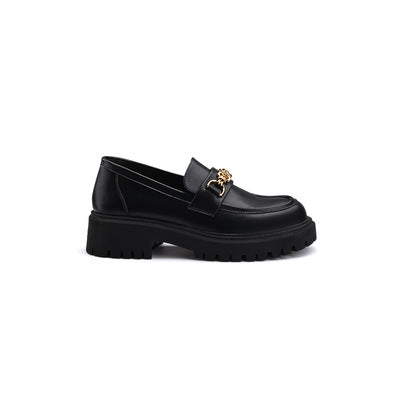 Damen Chunky‑Loafer aus Glattleder mit profilierter Lug‑Sohle und goldener Kettenapplikation Echo Archiv