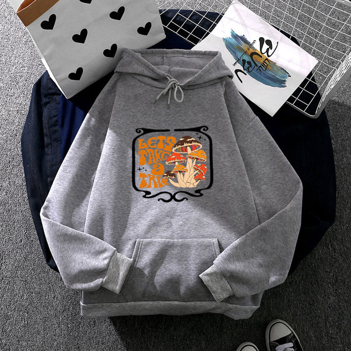 Damen leichter Oversize Kapuzenpullover mit Herz‑EKG‑Motiv, langen Kordeln und elastischem Bund – Auréline