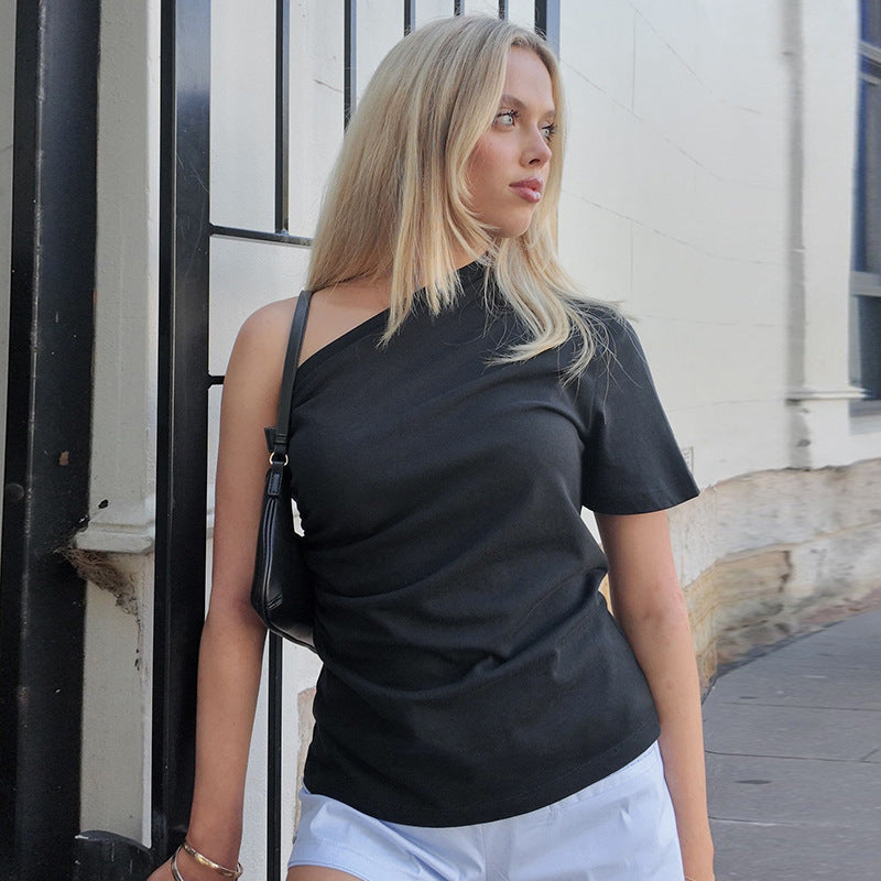 Damen asymmetrisches Kurzarmshirt mit elegantem Schnitt Echo Archiv