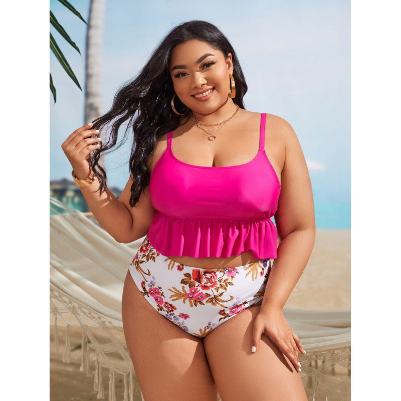 Damen Bikini-Set mit voluminösem Rüschendesign und floralem High-Waist-Slip Echo Archiv