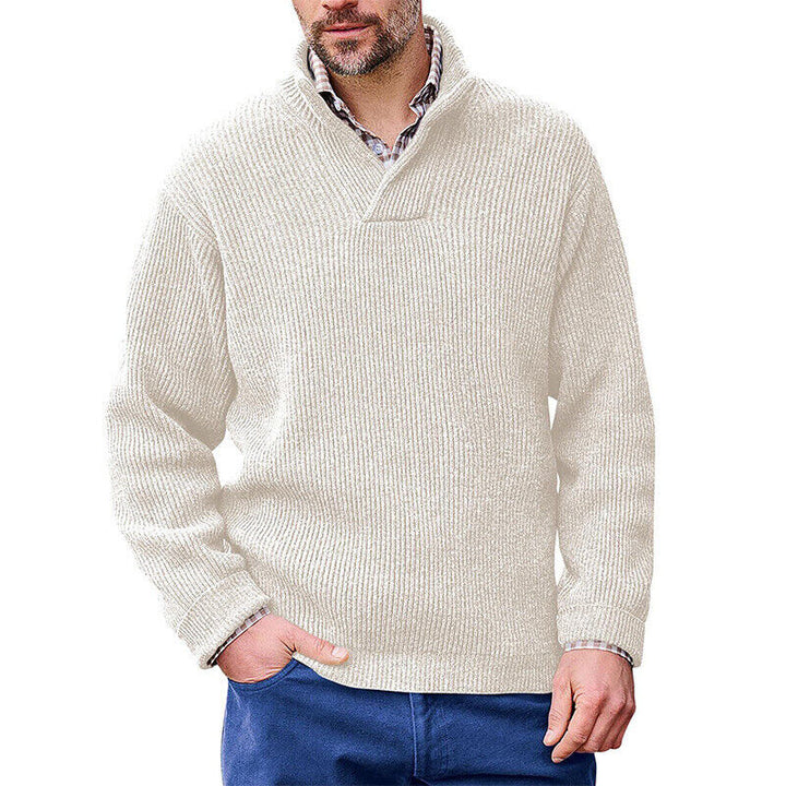 Herren Rippenstrick-Pullover mit Schalkragen und kurzem V-Ausschnitt Echo Archiv