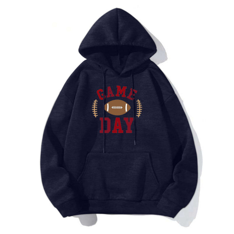 Damen Sportlicher Kapuzenpullover mit Football-Motiv Echoarchiv