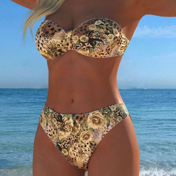 Damen Bandeau-Bikini mit floralem und animalischem Muster Echo Archiv