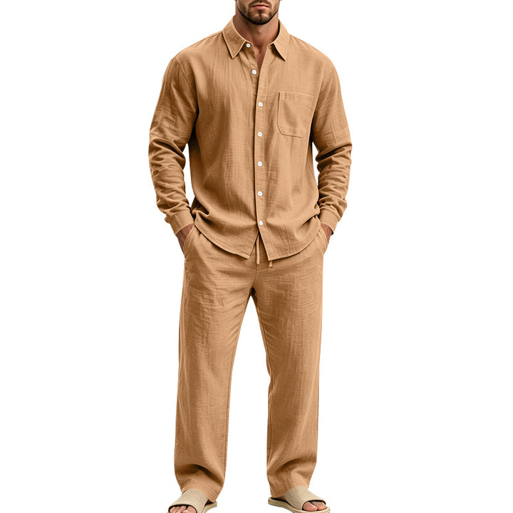 Herren entspanntes Leinen-Hemd und weite Loungewear-Hose Echoarchiv